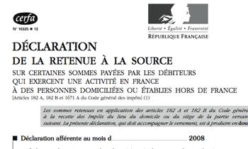 Retenue à la source 2009 retenue Source