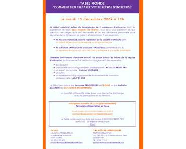 Table ronde « Comment bien préparer sa reprise d’entreprise » le 15/12/09