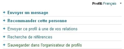 Actions sur le profil