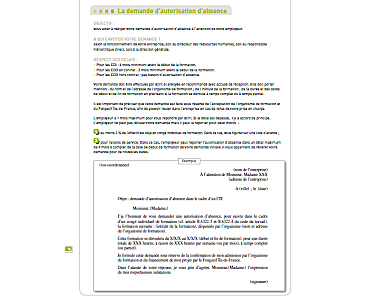 Conseil dossier/courrier/lettre CIF-FHTT pour lettre d'absence : modèle officiel pour le CIF CDI