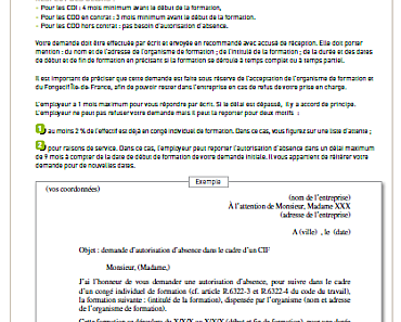 Ep4-12 : lettre de motivation Fongecif, l'autorisation d'absence CIF-FHTT pour partir en formation : modèle officiel pour les CDI