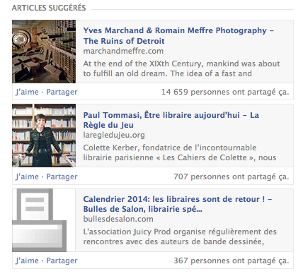 Facebook articles suggéres